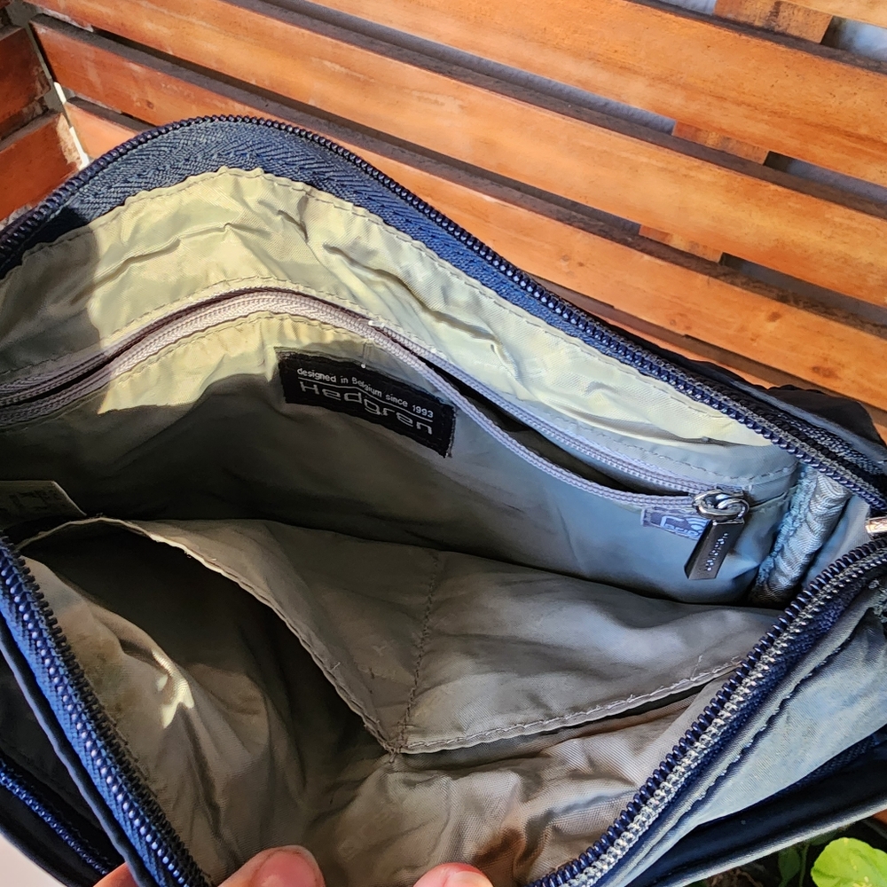 HEDGREN crossbody bag nylon 5 compartment navy blue - Picture 6 of 9